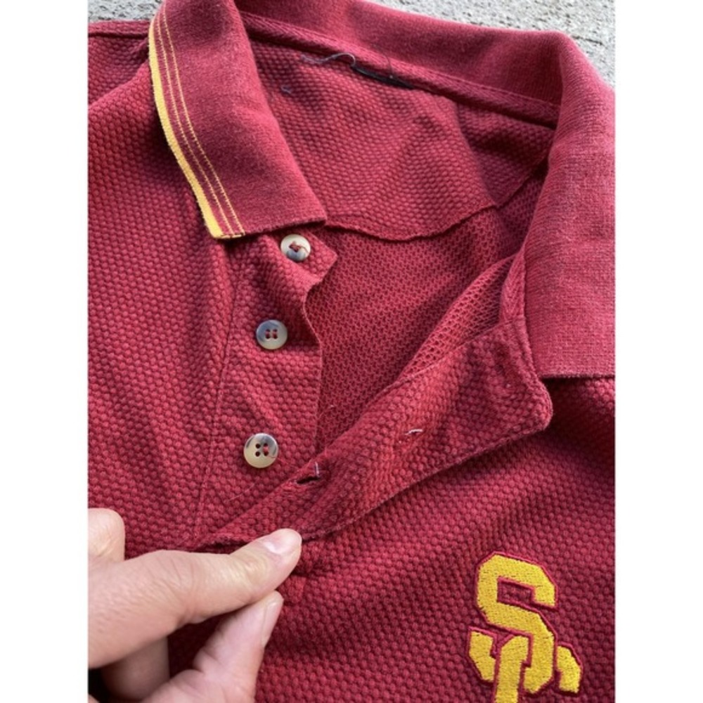 Vintage USC Trojans Polo Shirt Mens XL Red NCAA Football Nike Embroidered Golf - Picture 10 of 16